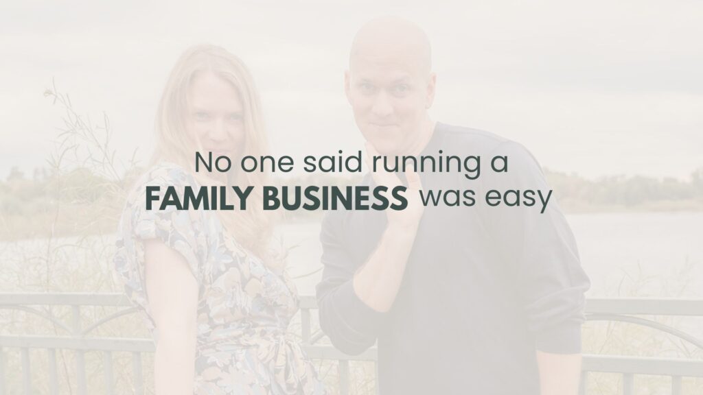 Test that says "No one said running a family business was easy" displayed over a picture of financial advisors and siblings Courtney Ranstrom and Morgan Ranstrom